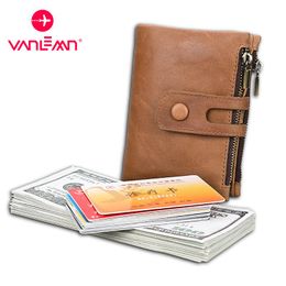 card wallet with coin pocket Australia - Rfid Card Wallet Men Vintage Wallets Mens Holde Leather Genuine With Coin Pocket Male Small Money Bag