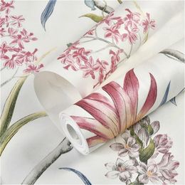 Wallpapers Non Woven Wallpaper Bedroom Wall Covering Modern Vintage Pink Floral Blue Tropical Butterfly Birds Flower Paper