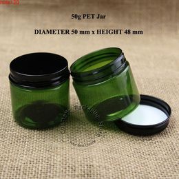 50pcs/Lot Promotion 50g Plastic PET Cream Jar Refillable Bottle 50ml Cosmetic Empty Container Aluminium Cap Pot Small Packaginghood qty