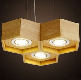 design OaK Wooden Honeycomb Modern Creative Handmade Wood LED Hanging Pendant Lamp Lighting Light fixture home decoration