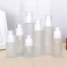 20ml 30ml 40ml 60ml 80ml 100ml 120ml Frosted Glass Bottle Face Cream Jar Lotion Spray Pump Bottles Portable Refillable Cosmetic Container Packing