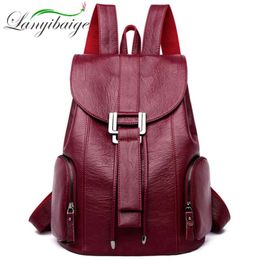 High Quality Leather Backpack Woman Arrival Fashion Female Backpack String Bags Large Capacity School Bag Mochila Feminina 210929