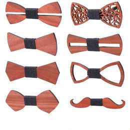 Bow Ties 1PC Delicate Wood Tie Mens Wooden Party Business Butterfly Cravat For Men Women Kids