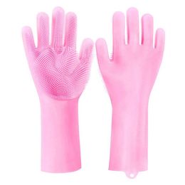 Disposable Gloves 2PCS Five Colour Silicone Cleaning Multi-function Magic Dish Washing Glove For Kitchen Household