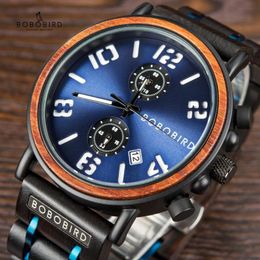 Relogio Masculino BOBO BIRD Wooden Watches Men Fashion Luxury Automatic Calendar Luminous Hands Quartz Wristwatch Party Gift Box Wristwatche