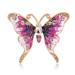 Fashion Painting Enamel butterfly brooch women crystal diamond butterfly corsage scarf buckle brooches fashion Jewellery