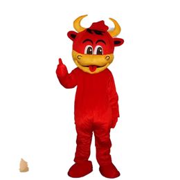 Lovely Red Cow Mascot Costumes Halloween Fancy Party Dress Cartoon Character Carnival Xmas Easter Advertising Birthday Party Costume Outfit