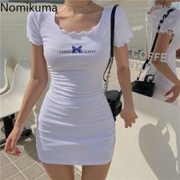 Nomikuma High Street Sexy Mini Bodycon Dress Women O Neck Short Sleeve Slim Fit Summer Dresses Fashion Vestidos Mujer 210514