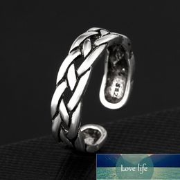 925 Sterling Silver Retro Weaving Index Thai Silver Ring Adjustable Rings Jewellery For Men Women S-R360