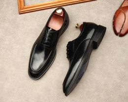 Summer Fashion Oxford Shoes For Men Genuine Leather Suit Italian Business Shoe Lace Up Formal Wedding Black Party Dress Shoes