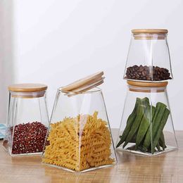 küche gewürz-sets Rabatt Glasglas, luftdichte Behälter sammelt Küche, Lebensmittelspeicherkanister mit Bambusdeckel für Tee, Kaffee, Gewürz