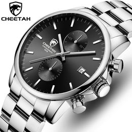 CHEETAH Mens Watches with Stainless Steel Top Brand Luxury Sports Chronograph Quartz Watch Men Date Relogio Masculino 210517