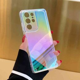 Transparent Rainbow Cases For Samsung S21 Plus S20 Iron A52 A72 A32 A12 A22 A42 Note 20, Luxury Back Cover