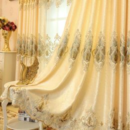 Curtain & Drapes European Luxury Yellow Crown Embroidered Curtains For Living Room Bedroom Study Heigh Shading Tulle Windows Home Custom