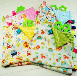55cm Big size Baby Comforting Taggies Blanket Super Soft Square Plush Kids Appease Towel Babe Toys Cartoon Print 6 Colours