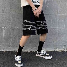 men's wear High Street Hip-hop high Street Black Personality Gothic Shorts Tide knee Pants for Men And Women Casual Shorts H1210