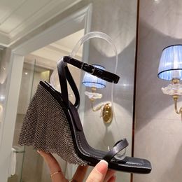 Designer women's sandals Swarovski diamond decorative silk upper imported leather soles luxury package size 34-41