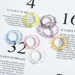 2021 Fashion Transparent Acrylic Resin Ring Colourful Geometric Rings Party Gifts Female Jewellery