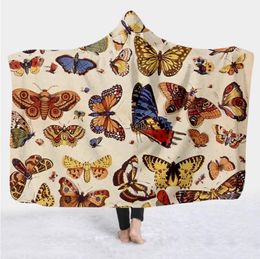 Plstar Cosmos Colourful Butterfly Insect Blanket Hooded 3D Full Print Wearable Adult Men Women Style-3 Blankets