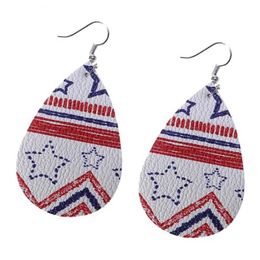 American Flag Earrings Teardrop Leather Earrings Leather Teardrop Statement Earrings For Women Ladies for Party Prom Anniversary X0709 X0710