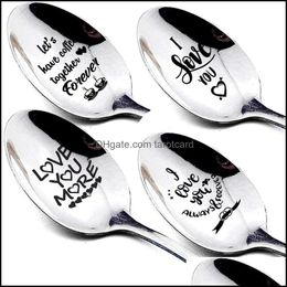 Party Favor Event & Supplies Festive Home Garden Valentines Day Gift Anniversary Boyfriend Stainless Steel Spoon Good Morning Handsome Beaut