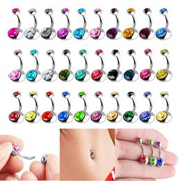Hoop & Huggie 5/10/20/30 Pcs Colourful 14G Belly Button Rings CZ Crystal Stud For Women Piercing Jewellery Bars Navel