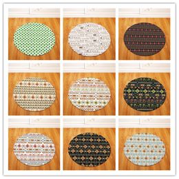 Cushion/Decorative Pillow Round Carpets For Living Room Geometric Printed Parlour Bedroom Chair Rugs Toilet Bath Decorate Non-slip Door Mat