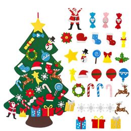 Kids DIY Felt Christmas Tree Christmas Decoration for Home Navidad Year Gifts Christmas Ornaments Santa Claus Xmas Tree 211104