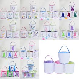 Easter Egg Storage Basket Canvas Bunny Ear Bucket Favours Creative Easter Gift Bag With Rabbit Tail Decoration Multi Styles WLL1264