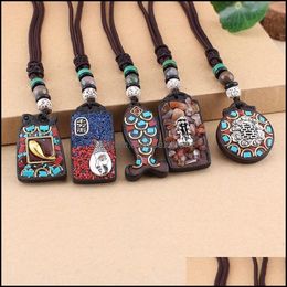 & Pendants Jewelry Pendant Necklaces National Ebony Nepal Sweater Amet Chain Wood Elephant God Buddha Long Necklace Woman Kallait Gem Crysta