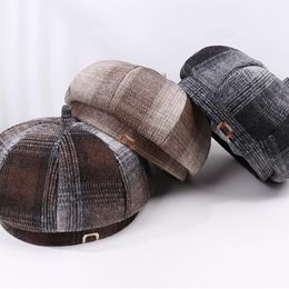 Berets Fashion Plaid Painter Hat Beret Sboy Octagonal For Spring Autumn Winter Daily Wearing Women Men Girl Boys