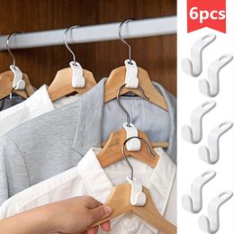 6pcs/set Multi-function Wardrobe Space-saving Stack Hanger Hook Coat Hook Plastic Closet Stack Hanger Rack Bedroom Storage Organizer