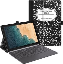 Case for 10.1" Lenovo Chromebook Duet 2 in 1 Tablet CT-X636 - Premium PU Leather Stand Cover with Auto Sleep/Wake, Compatible with Type Cover Keyboard, Cloudy Marble