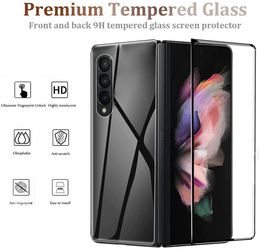 For Samsung Z Fold 3 5G Screen Protector 3D Curved Tempered Glass Film Front+Back Silk Printing Compatible With Galaxy Fold3