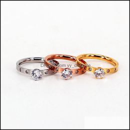 Wedding Jewelrywedding Rings Titanuim Steel Rose Gold Color Ring Cz Crystal For Women Couple Finger Size5-9 R008 Drop Delivery 2021 Fsp2C