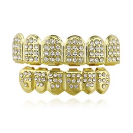gas outdoor grills Grillz Dental Body Jewelrygold Hip Hop Iced Out Cz Diamonds Top Sier Hiphop Jewelry Gold Teeth Rhinestone Top&Bottom Set Shin