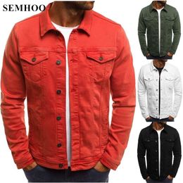 Men's Jackets Fashion Men Denim Techwear Jean Jacket Coat Autumn Spring Pocket Casual Long Sleeve Slim Fit Outwear Solid Tops