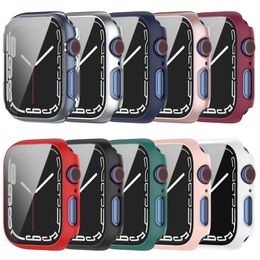 Glass+Cover For Apple Watch case 45mm 41mm for iWatch case Accessorie bumper+Screen Protector for Apple watch serie 7 full cover