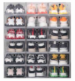 Whole Clear 12-24pcs Shoe Box Set Foldable Storage Plastic Transparent Door Home Closet Organiser Case Shelf Stack Display 211353S