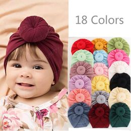 Newborn Baby Boys Girls Round Knot Beanie Caps Infant Toddler Muslin India Hat Soft Turban Head Wraps Child Kids Bonnet Beanies Photography