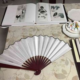 10/13 inch Folding Fan Hand Silk Cloth DIY Chinese Folding Fan Wooden Bamboo Antiquity Folding Fan DIY Calligraphy Painting