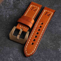 Bronze Watch With Handmade Watchabdn Suitable For PAM Italian Leather Bracelet 20 22 24MM bronze watch accessories male