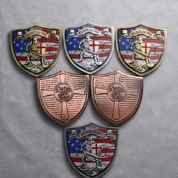 3 Colours Armour of God EPH 610-18 Crusaders Red Cross Badge Lord Bible Praye Challenge Coin Shield