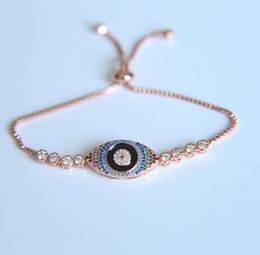 popular arrival silver Colour Colourful evil eye adjustable size box chain Turkish gold bracelet