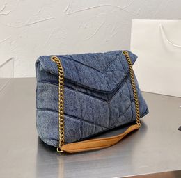 Designers Women Washed Denim Bag LOULOU Puffer Fashion Classic flap bag messenger bag Shopping Bags Luxury Handbag Purse Chain Cowboy Crossbody