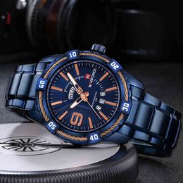 Brand Luxury NAVIFORCE Men Watche Fashion Casual Waterproof Watches Men Full Steel Wristwatch Quartz Clock Relogio Masculino 210517