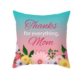 Happy Mother's Day Pillow Case Soft Fabric Flannelette Square 18x18 Inch Floral Printed Cushion Cover ZZE5363