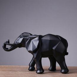 ASFULL Abstract Gold Elephant Statue Resin Ornaments Home Decoration accessories Gift Geometric Resin Gold Elephant Sculpture 210318