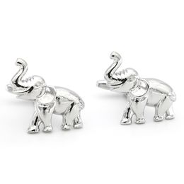 Men's Elephant Cuff Link Copper Material Silver Color 1pair