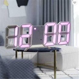 night light displays Canada - Wall Clocks 3D LED Clock Modern Design Digital Table Alarm Night Light Display Tabletop Watch For Home Living Room Decor